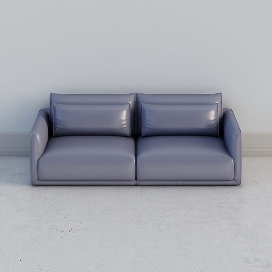 Elegant Low-Poly Gray Leather Sofa 3D model