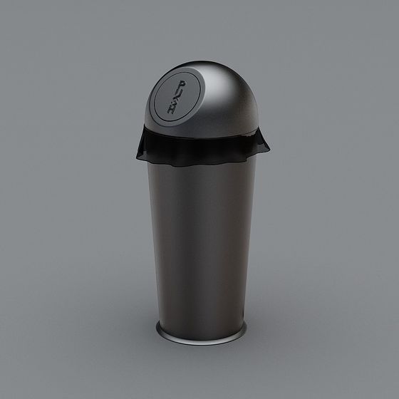 Minimalist Trash Can 3D model for Urban Spaces