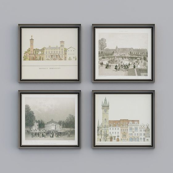 Retro Architectural Framed Art 3D model