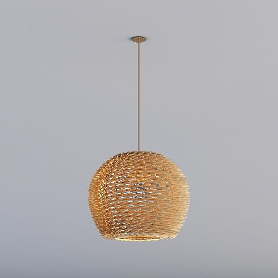 Coastal Brown Rattan Chandelier 3D Model