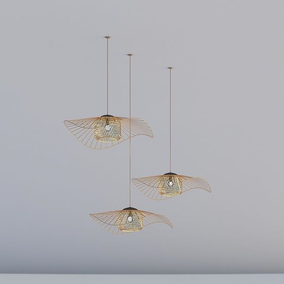 Artistic Japanese-inspired Pendant Light 3D model