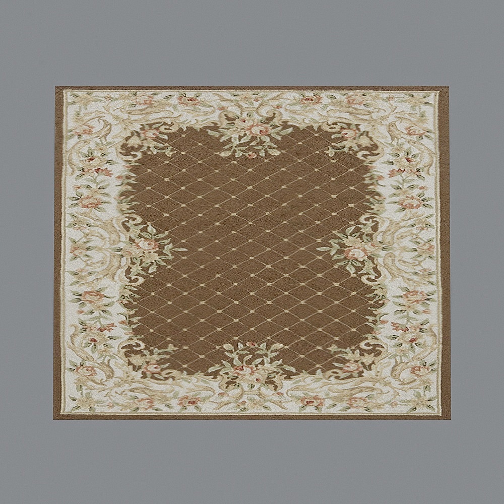 Vintage Carpet 3D model with Elegant Floral Patterns