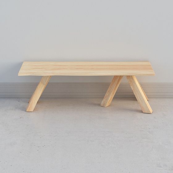 Elegant Wooden Bench 3D model for Modern Spaces