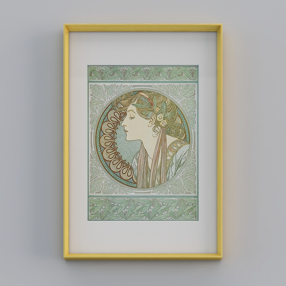 Kibaki flagship store modern living room vertical gold leaf color frame 42x62 cm figure map