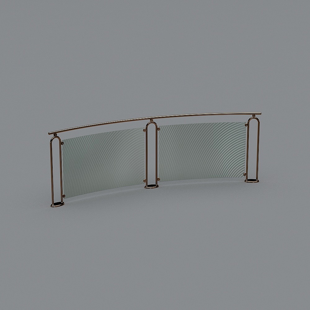 Lan can kính kim loại cong 45 độ