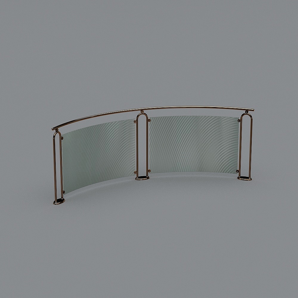 Металлические стеклянные перила изогнутые 90 градусом