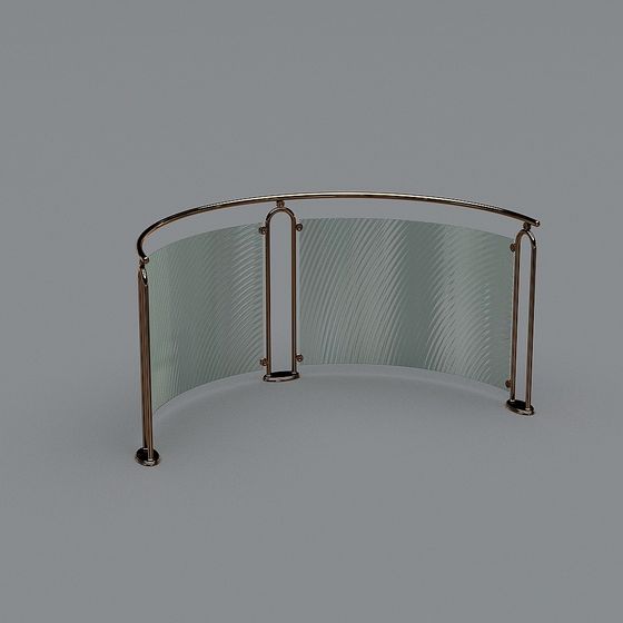 Elegant Curved Glass Railing 3D model