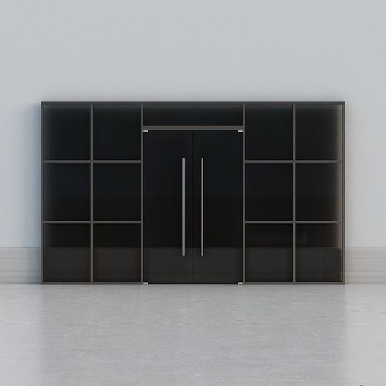 Nanchang Jiangling Glass Door 3D Model in Black