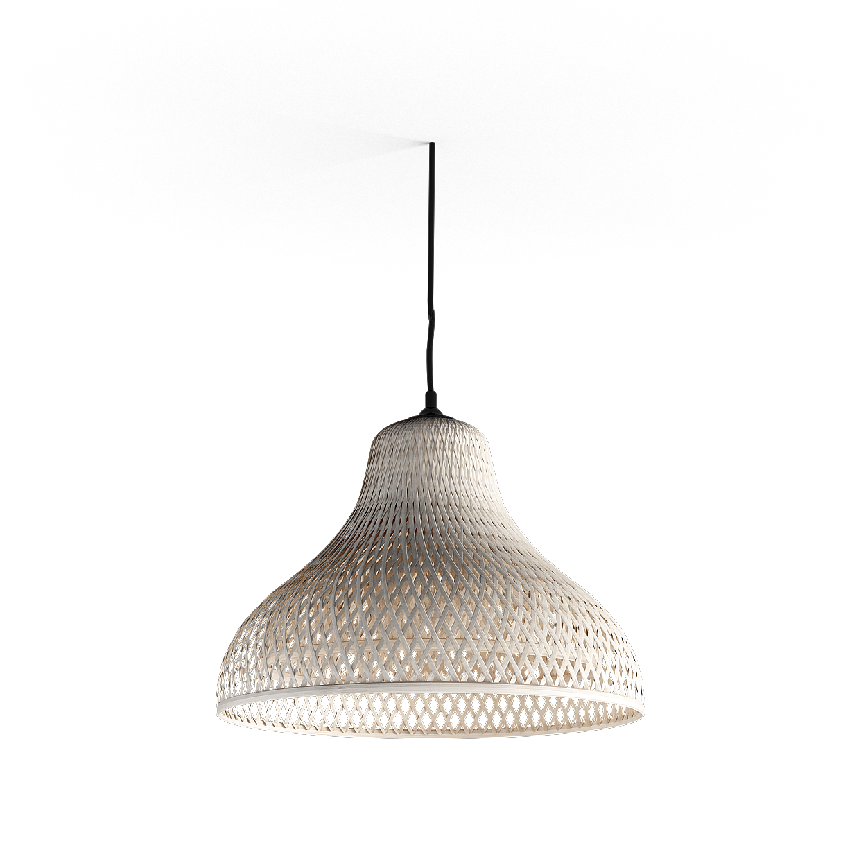 Polygonal Minimalist Chandelier 3D Model – White Mesh Design