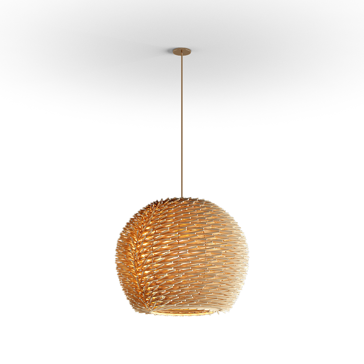 Nature-Inspired Low Poly Chandelier – Wooden & Gold Frame