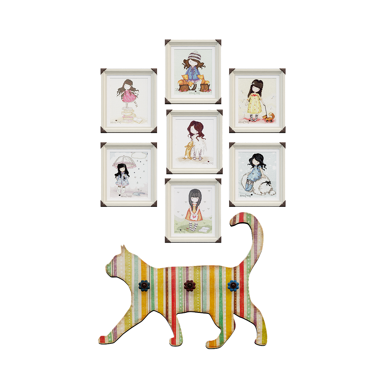 Colorful Framed Cat 3D Model – Vibrant Low-Poly Artwork