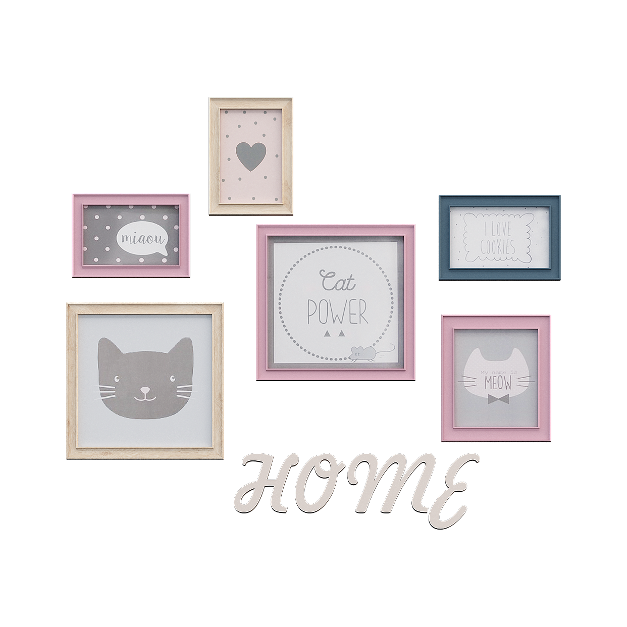 Charming Low-Poly Wall Art Set – Cat Illustrations