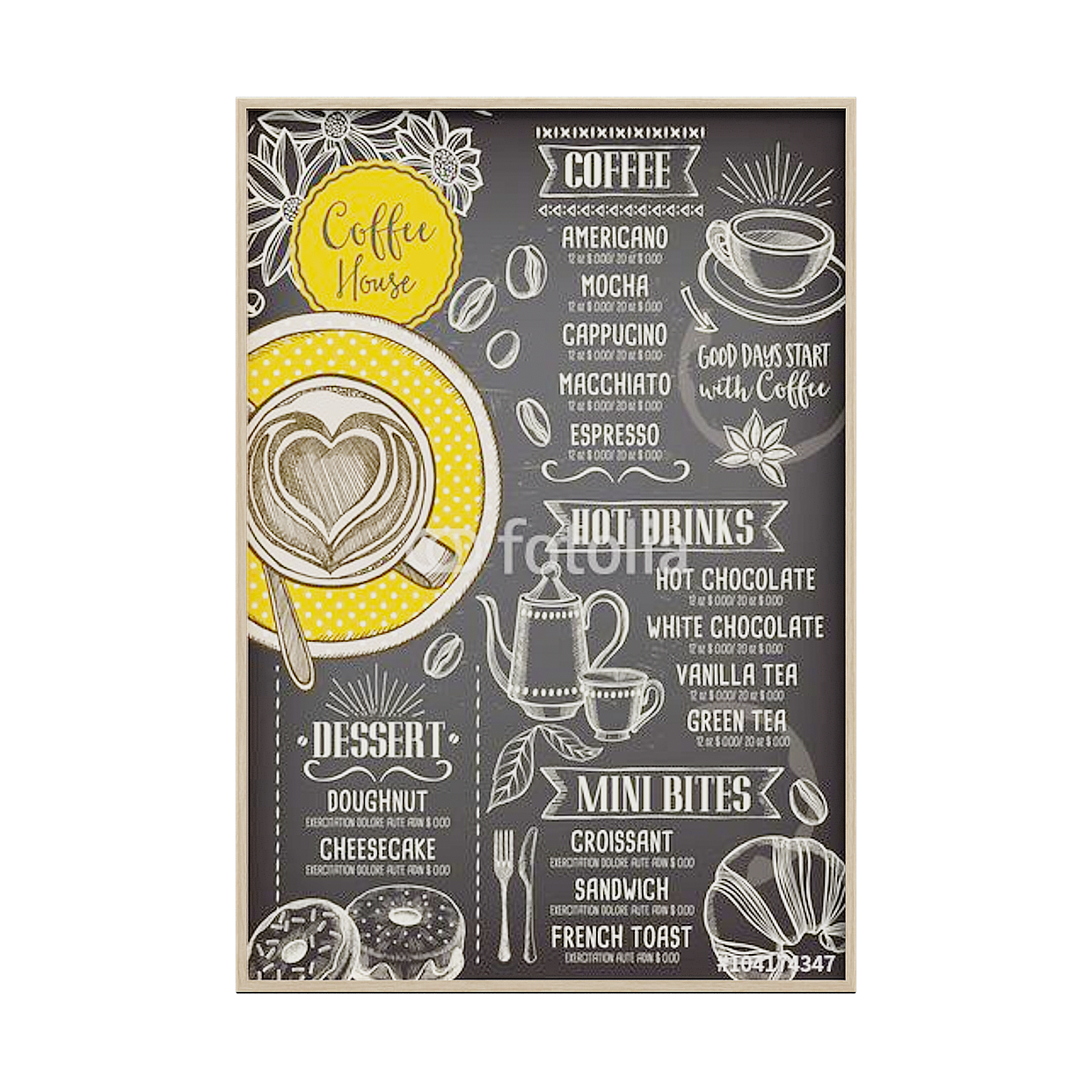 Retro Coffee Menu 3D Model – Low-Poly Blackboard Style