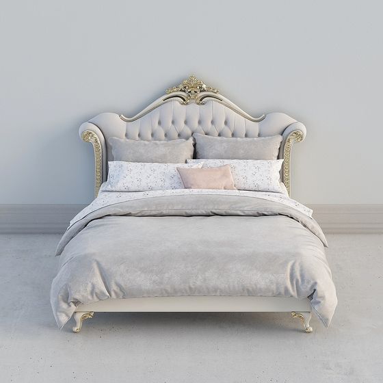 Elegant Low-Polygon 3D Bed Model for Modern Design