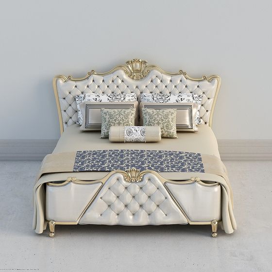 Royal Elegance Bed 3D model for Luxury Interiors