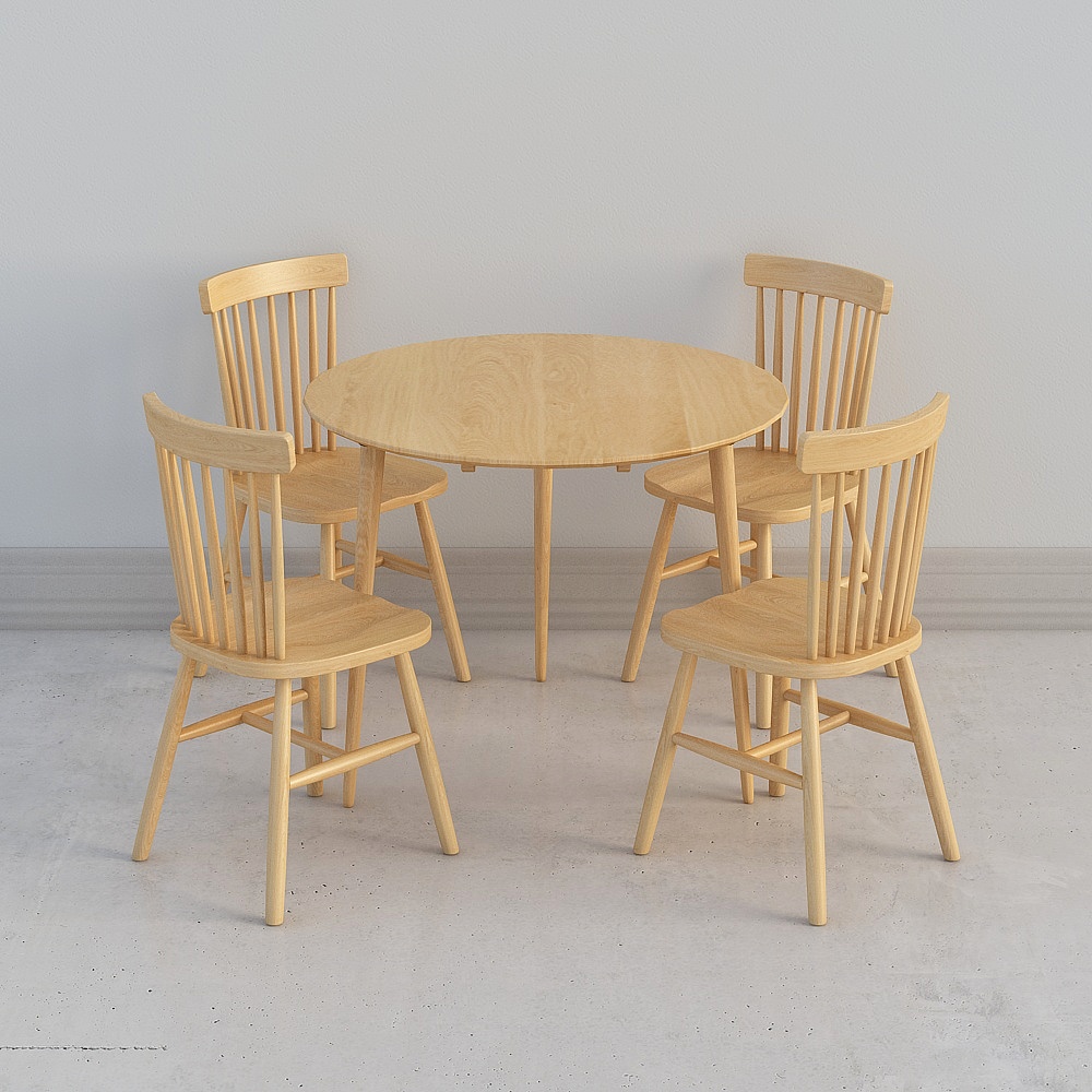 富士テーブル（丸）＋バーチカルダイニングチェア4脚