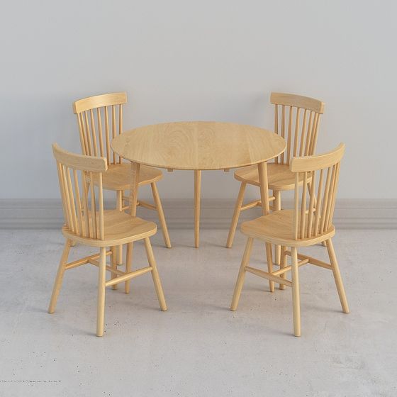 富士テーブル（丸）＋バーチカルダイニングチェア4脚