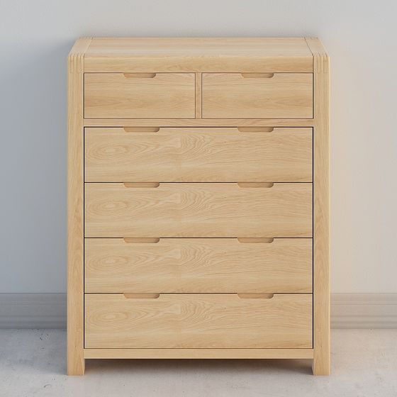 Low-Polygon Wood Drawer Cabinet 3D model