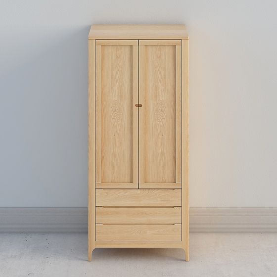 Scandinavian Style Wood Wardrobe 3D model