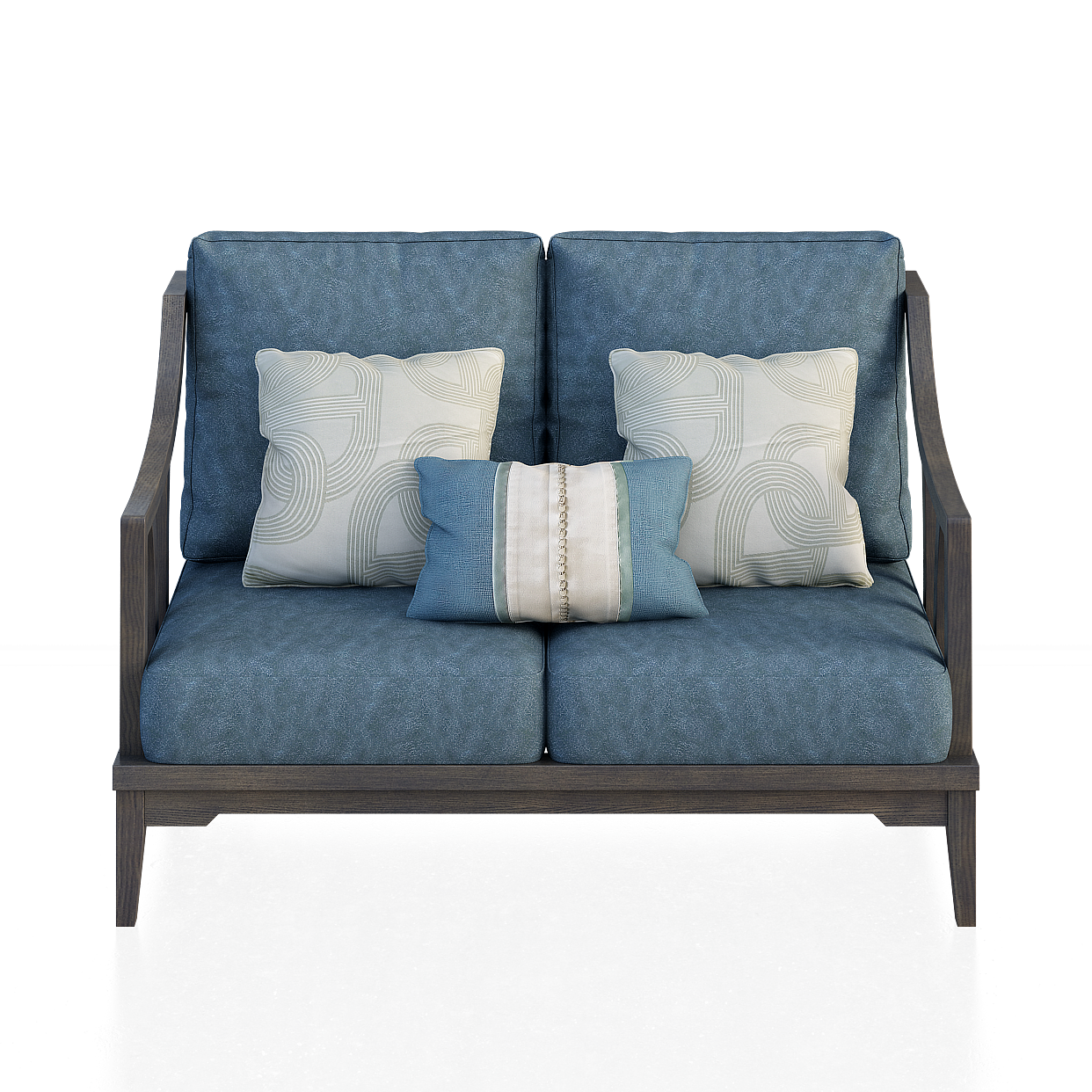 Urban Comfort Sofa 3D Model – Low-Poly Blue Fabric