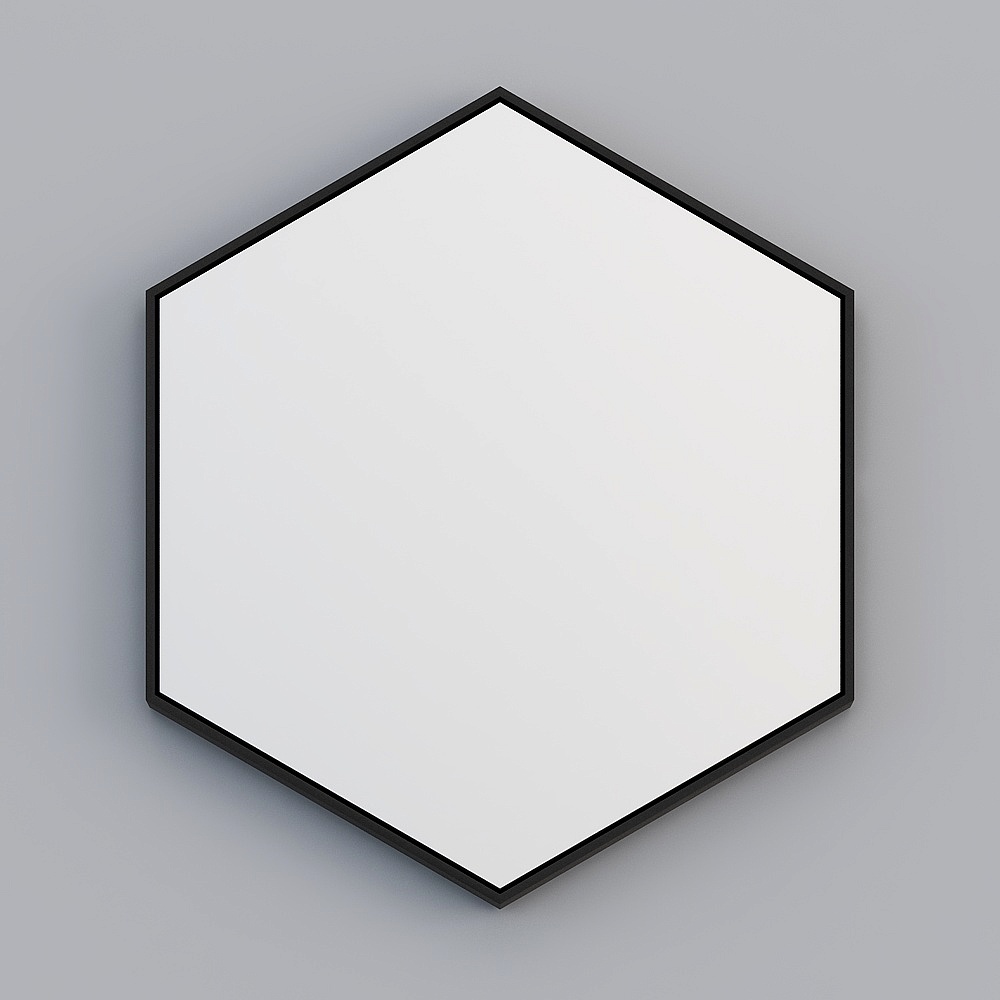 Hexagonal fabric with framed painting (angle facing up) 40 black