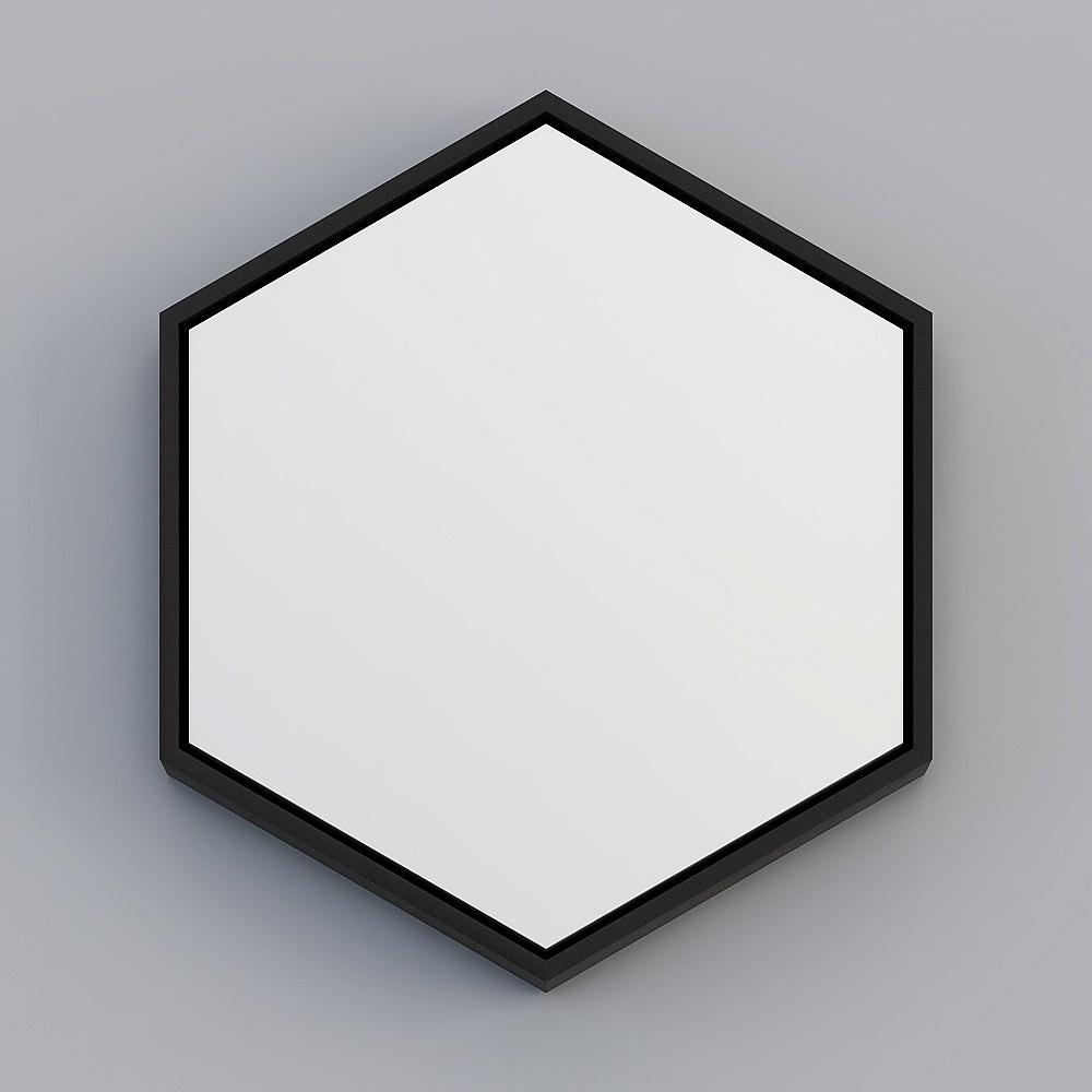 Hexagonal fabric with framed painting (angled up) 20 black