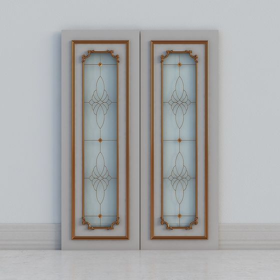 Stylish Double Glass Door 3D Model