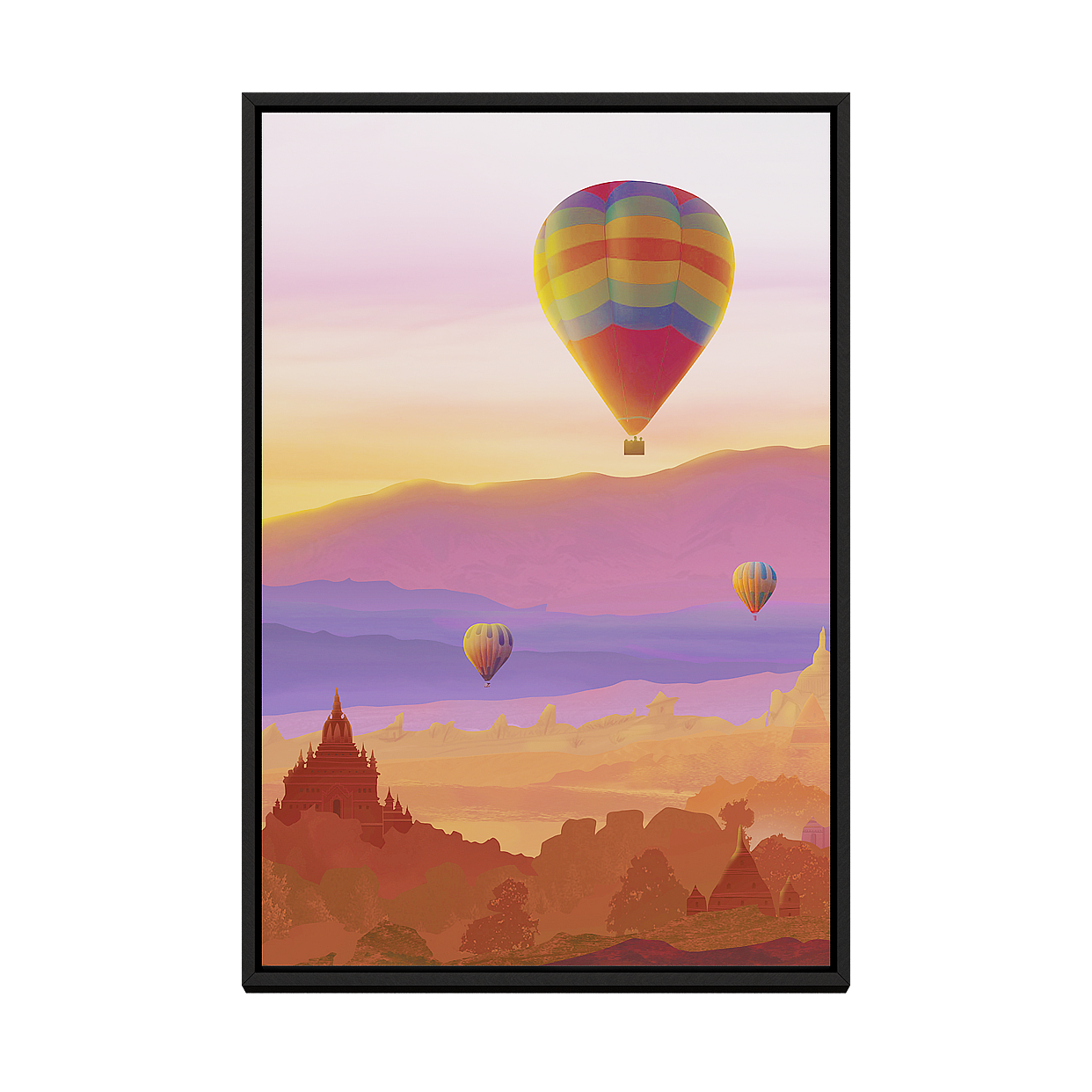 Dreamy Sunset Hot Air Balloon 3D Model – Colorful Low-Poly Design