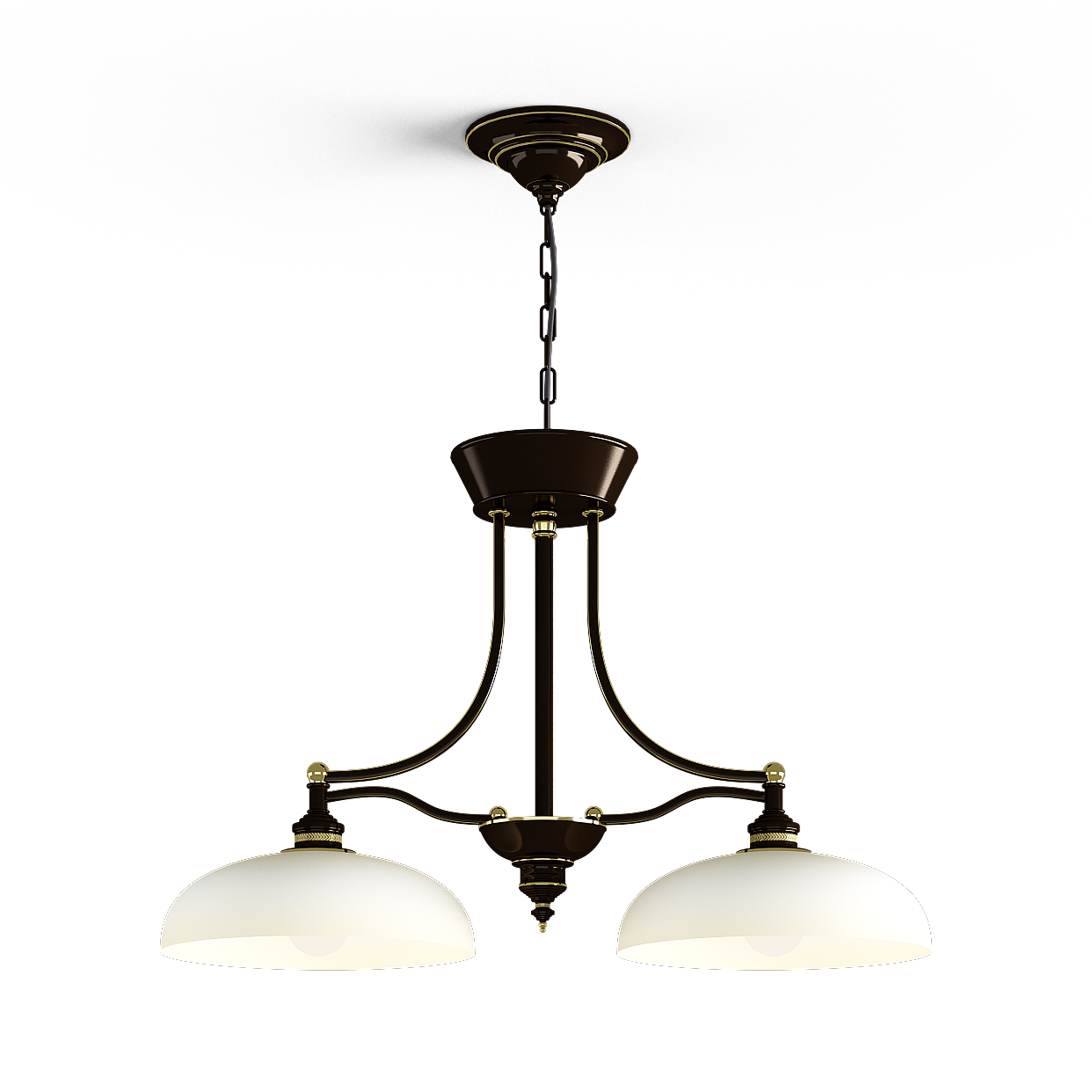 Vintage Chandelier 3D Model – Brown Metal & Glass