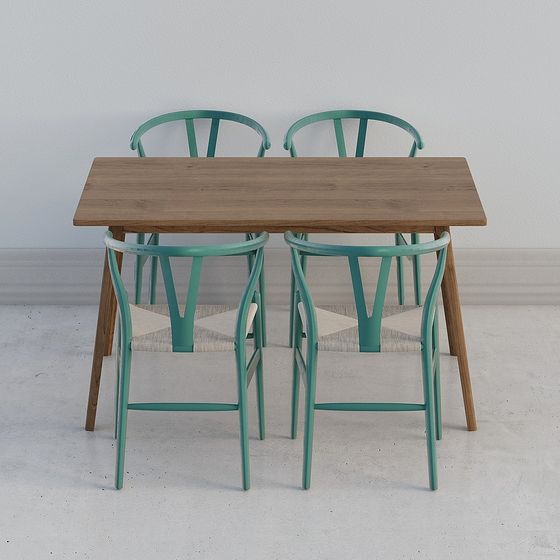 Elegant Dining Table and Chair Set 3D model for Modern Spaces