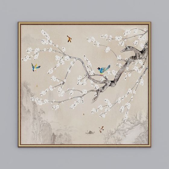 Blossoming Birds and Flowers 3D model