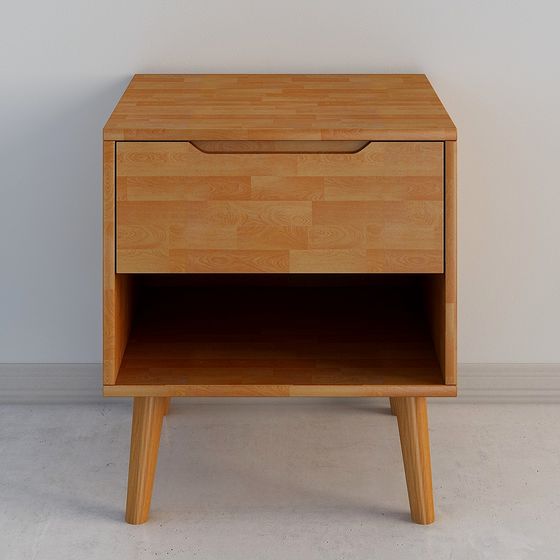 Stylish Wooden Bedside Table 3D model