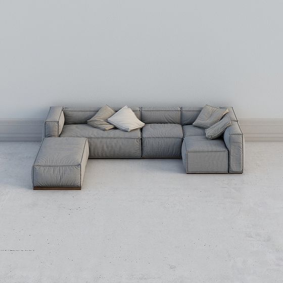 Stylish Low-Poly Sofa 3D model for Modern Interiors