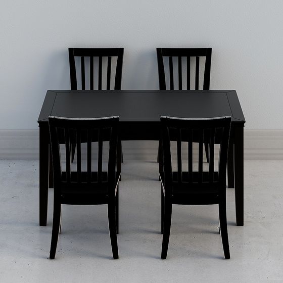 Modern Minimalist Dining Table and Chair Set 3D model