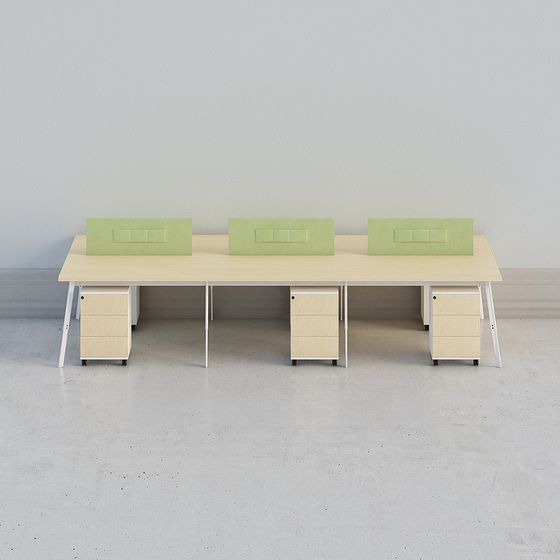 Minimalist Office Desk Combination 3D model