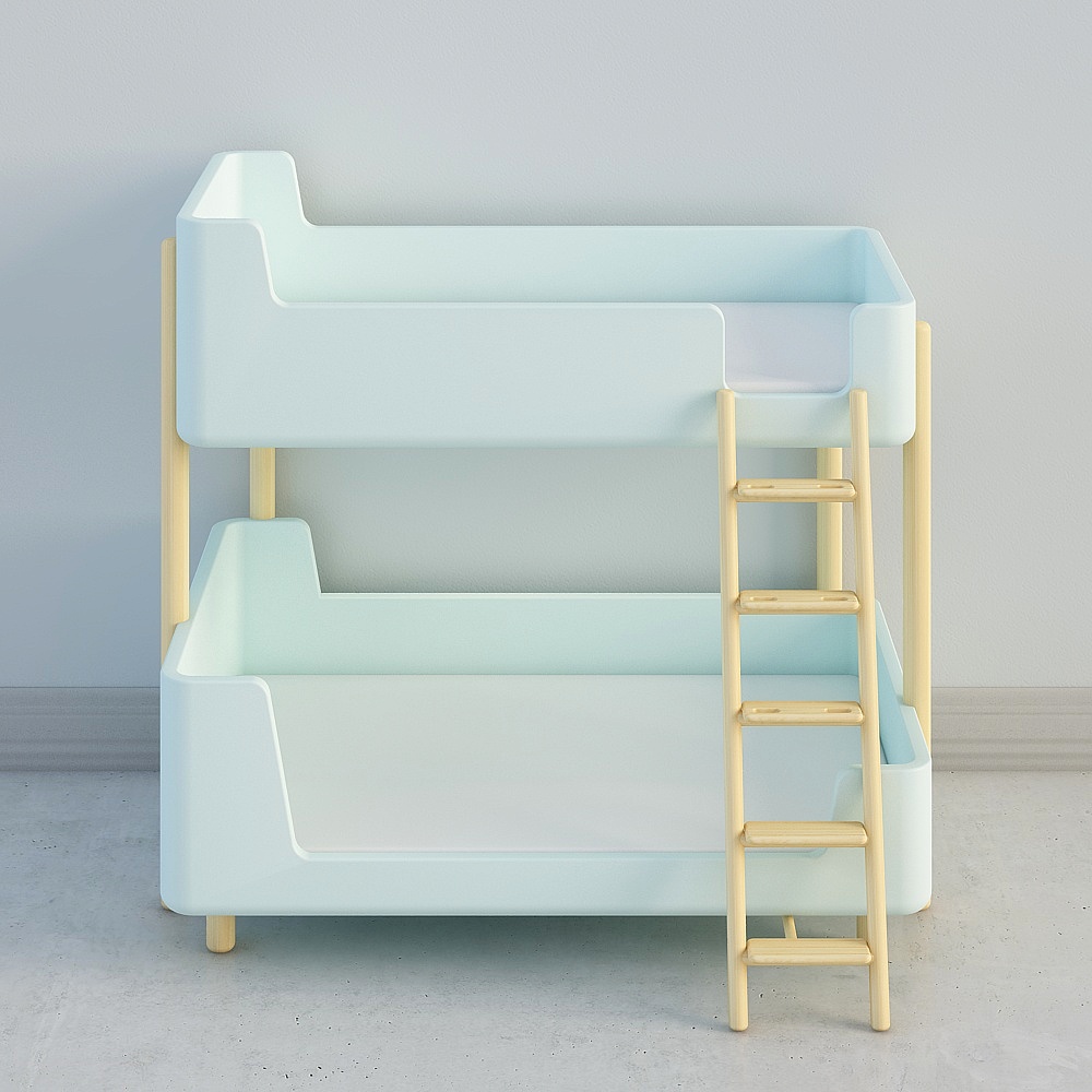 Nine-five-three-room, two-room _Y060002_TQ-BED-SBS_ children's play blue bunk bed( hanging ladders)