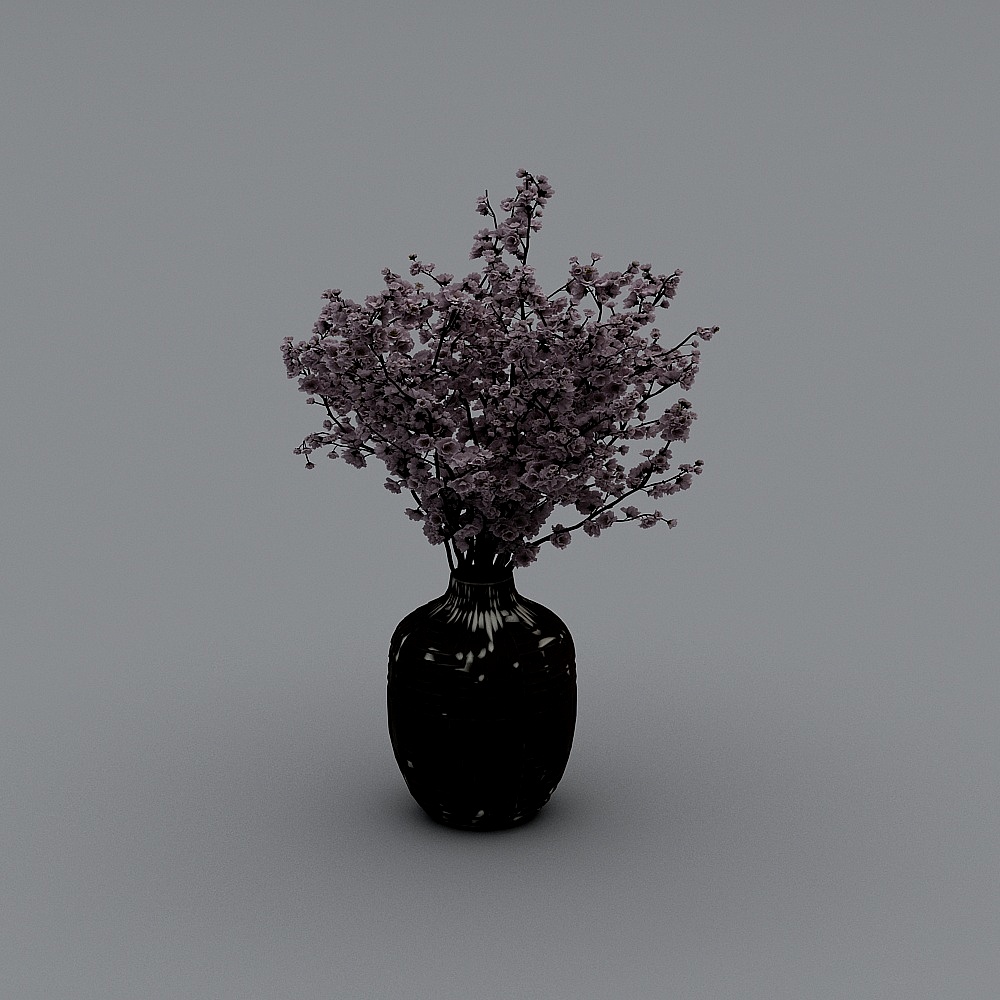Purple flower 090503 black vase