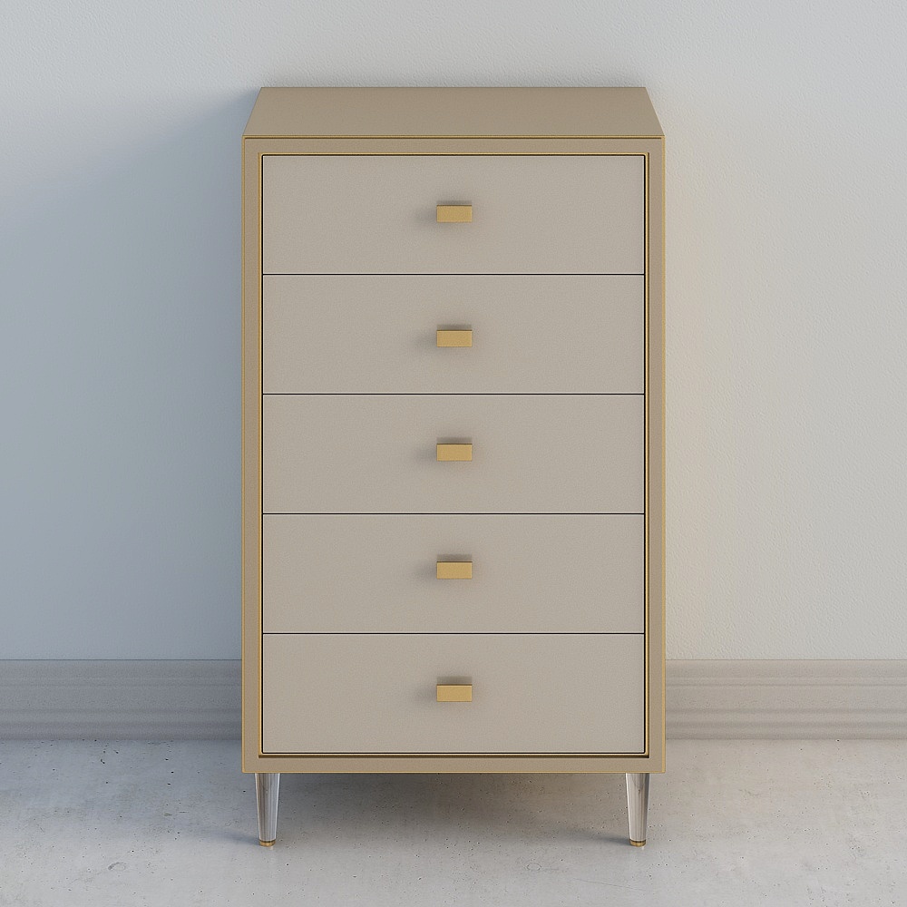 Urban Chic Low-Poly Chest of Drawers 3D model