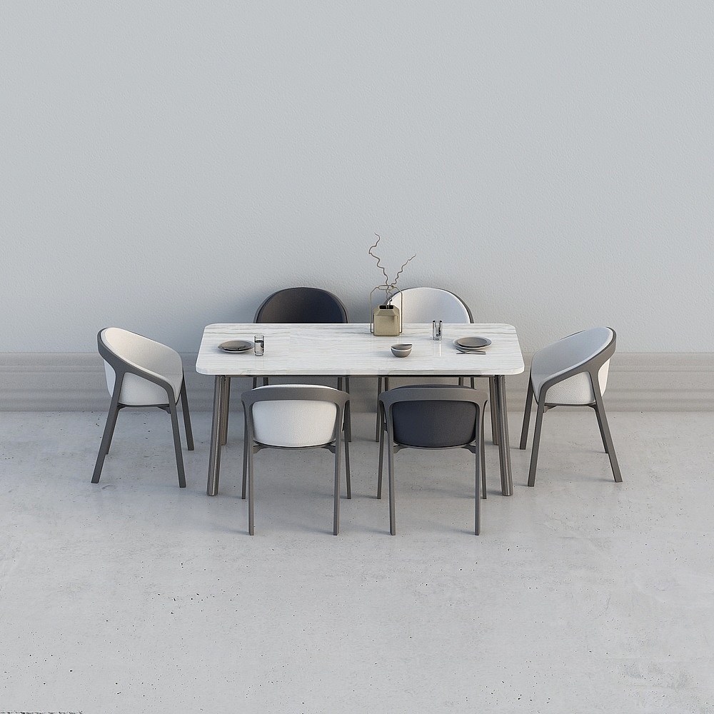 Table à manger moderne et chaises pour 6 personnes