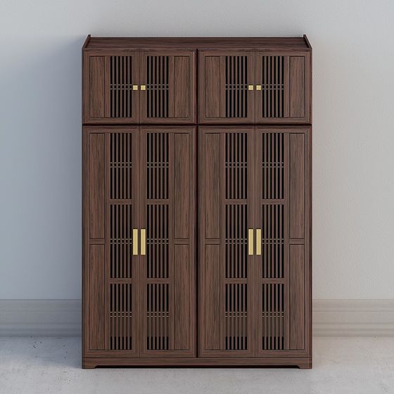 Elegant Wooden Wardrobe 3D model for Modern Spaces