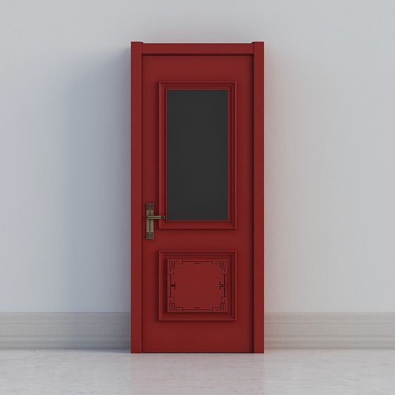 Elegant Low-Polygon Red Door 3D model