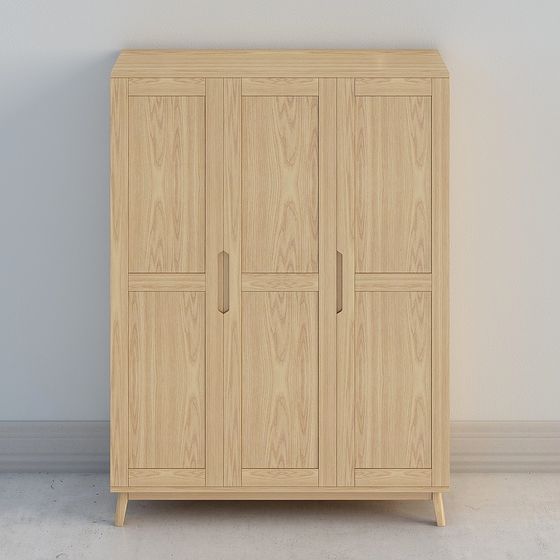 Stylish Wooden Wardrobe 3D model