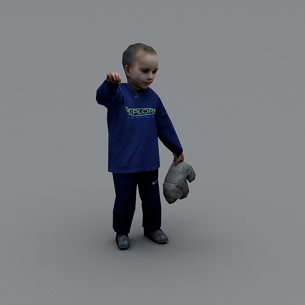 Charming Low-Poly Boy 3D model in Blue T-Shirt