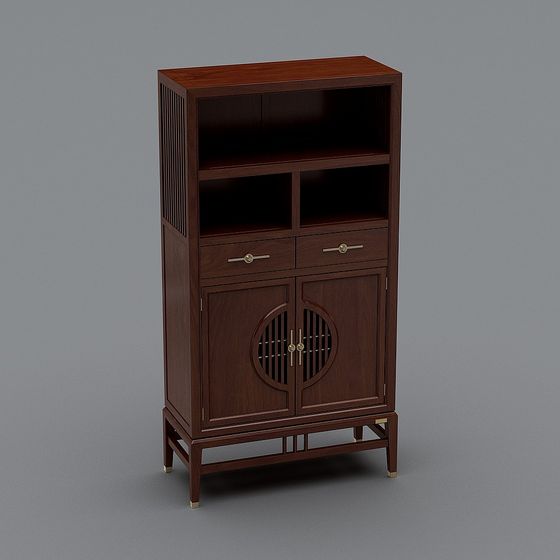 Elegant Chinese Style Bookshelf 3D Model