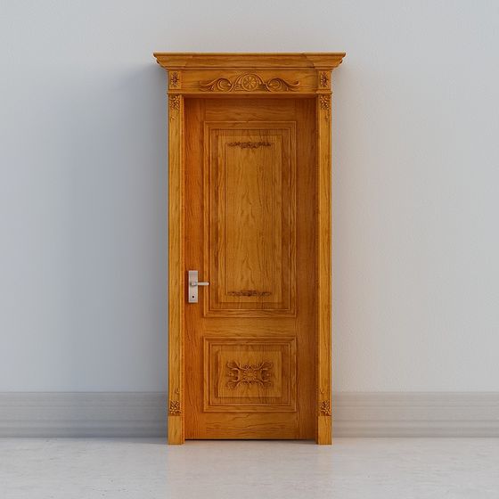 Exquisite 3D Wood Door Model with Low Poly Design