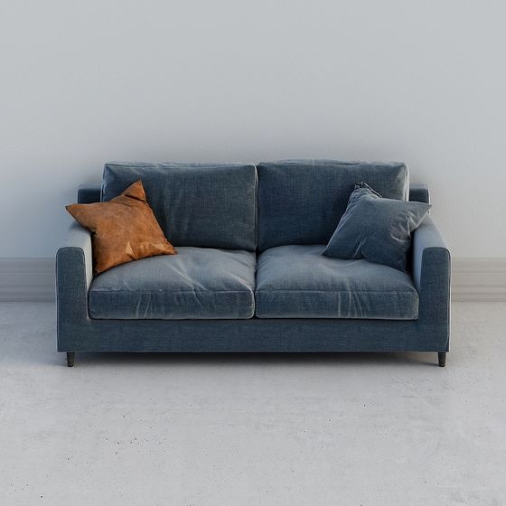 Stylish Low-Polygon Blue Sofa 3D model