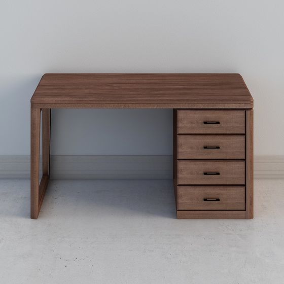 Brown Office Desk 3D Model for Modern Workspaces