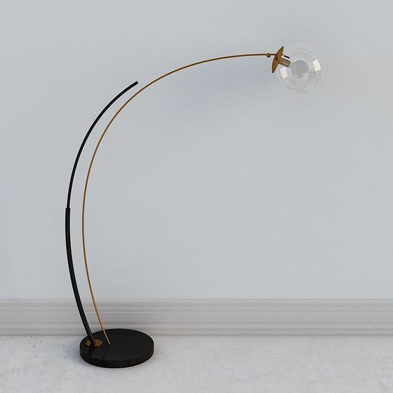 Elegant Curved Floor Lamp 3D model