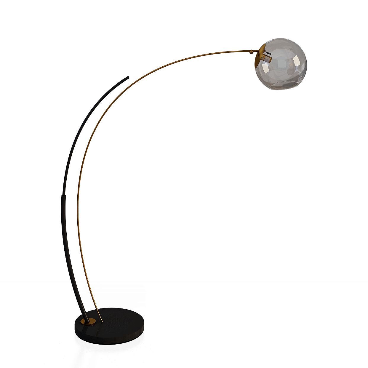 Elegant Curved Floor Lamp 3D Model – Minimalist Black & Gold