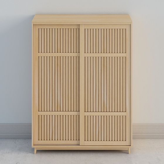 Wooden Sliding Door Wardrobe 3D Model